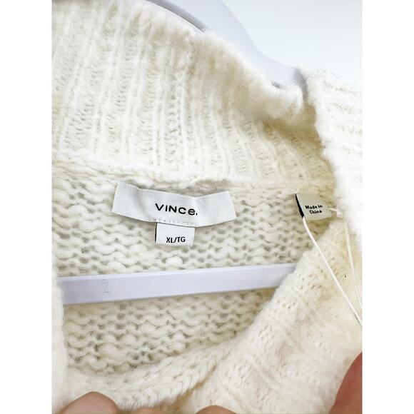 Vince Sweater Cream Nubby Turtleneck Long Sleeves Wool Blend XL NWT $445 - Picture 7 of 7